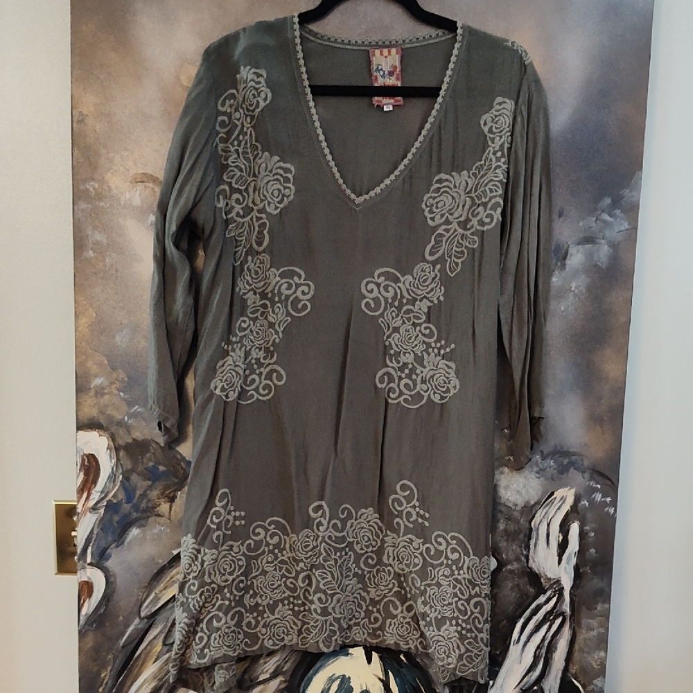 Johnny Was Olive Embroidered Tunic